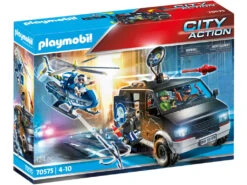 Playmobil City Action Helicóptero De Policía Persecución Del Vehículo Huido 70575