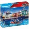 Playmobil - Gran Buque Portacontenedores Con Barco Aduanero 70769