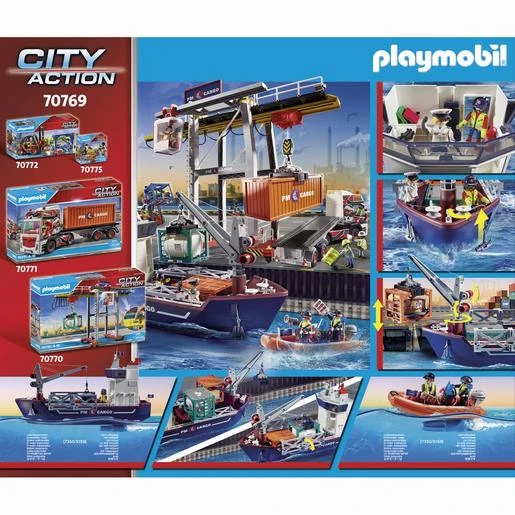 Playmobil - Gran Buque Portacontenedores Con Barco Aduanero 70769 4 Playmobil - Gran Buque Portacontenedores Con Barco Aduanero 70769 - Imagen 4