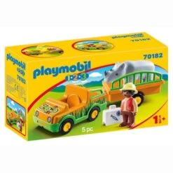 Playmobil - 1.2.3 Vehículo Del Zoo Con Rinoceronte