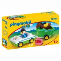 Playmobil - 1.2.3 Coche Con Remolque De Caballo